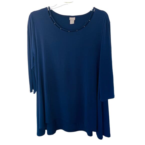 Chico’s Tops - Chico’s Liquid Knit Size XL blue Top